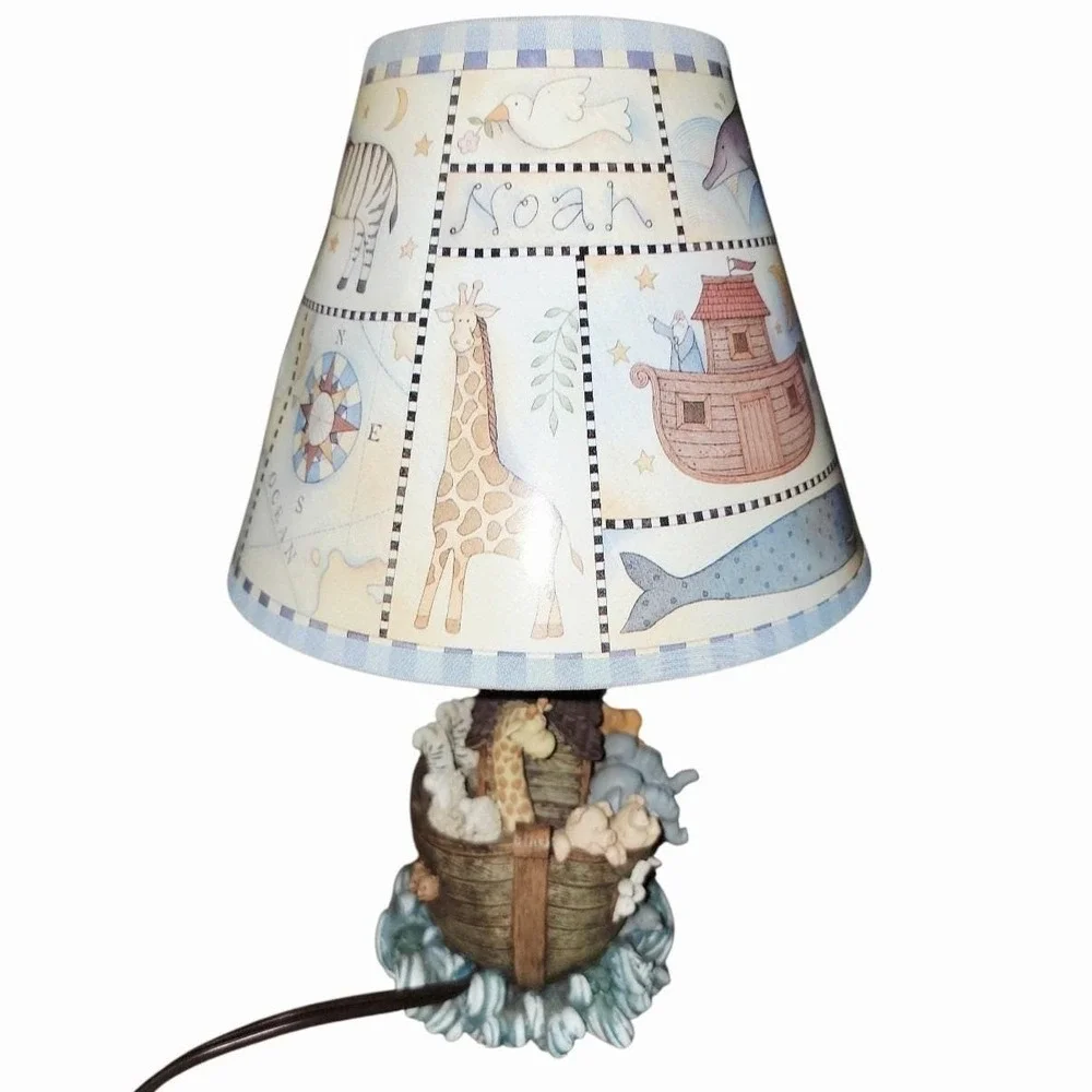 Noah's Ark Nursery Table Lamp Animals God's Blessings Have No End with Shade